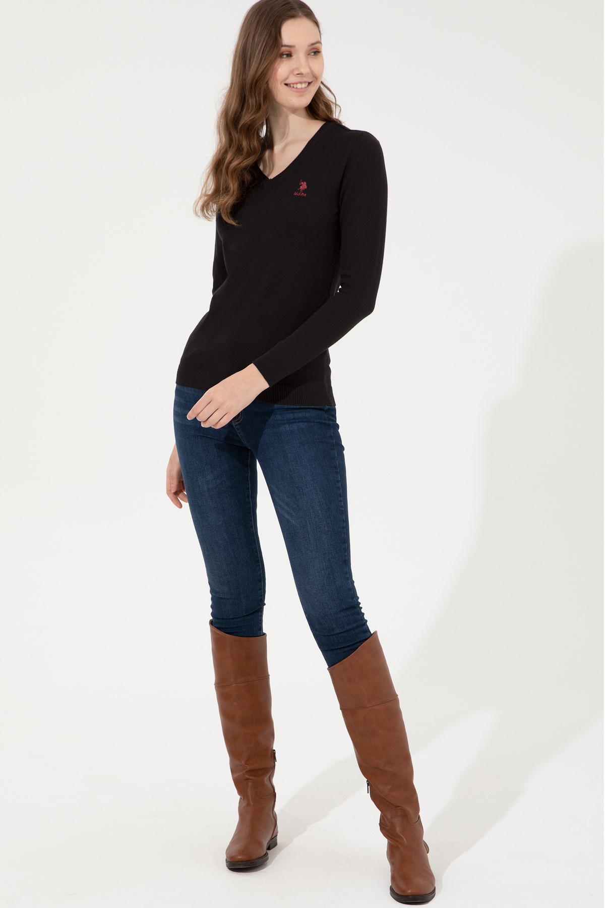 U.S. Polo Assn. Kadın Kazak 50251913-VR046 Siyah