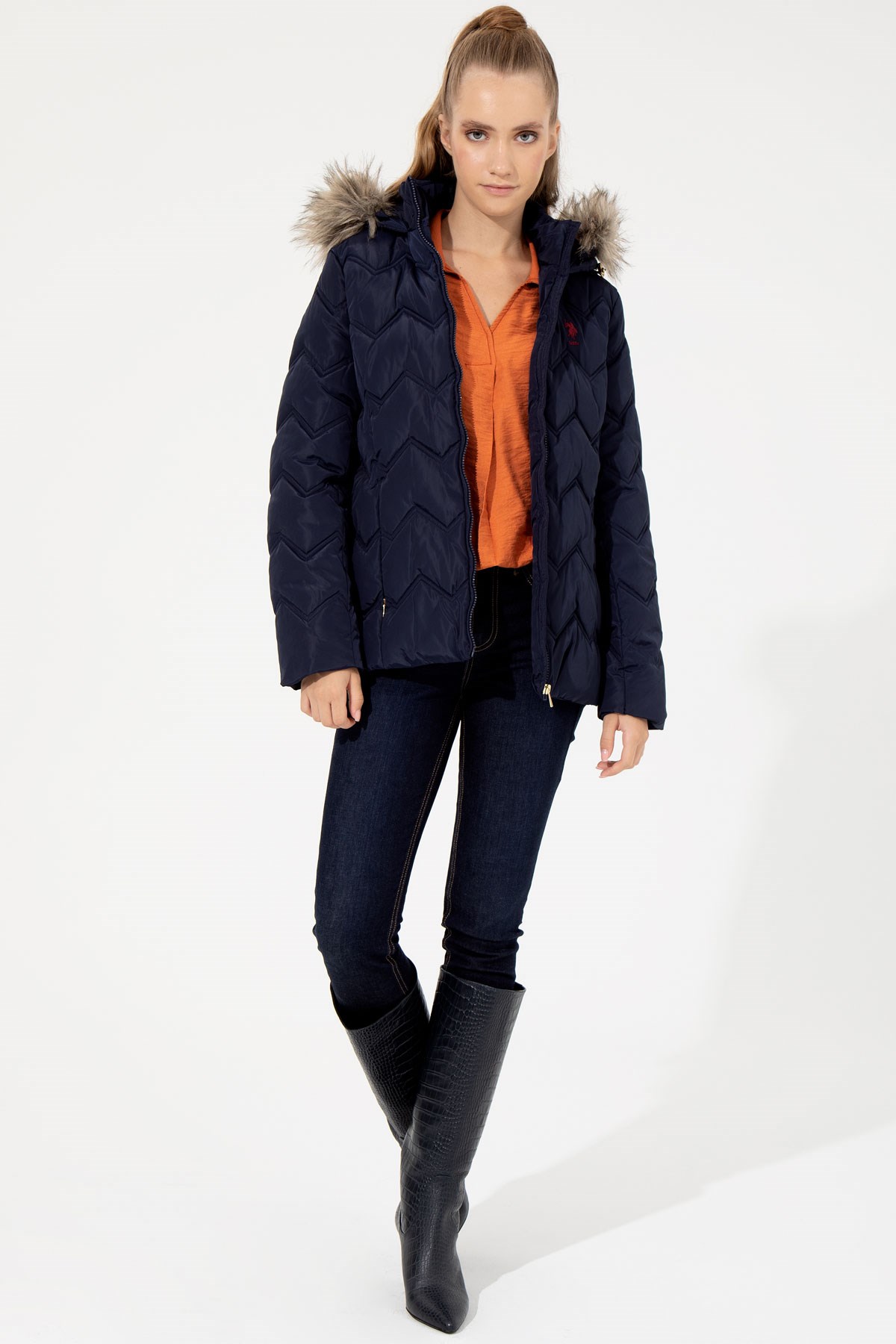 U.S. Polo Assn. Kadın Mont 50252503-VR033 Lacivert
