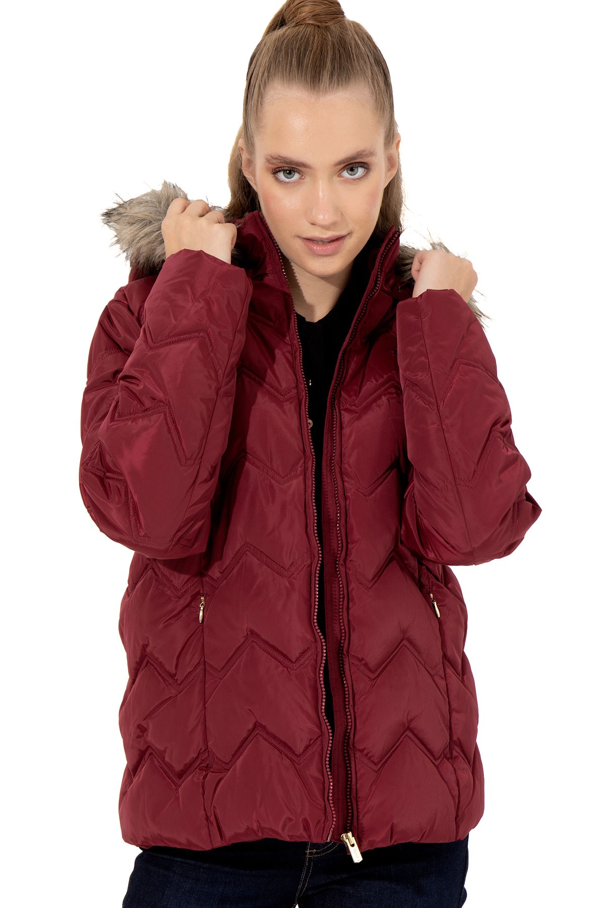 U.S. Polo Assn. Kadın Mont 50252503-VR223 Kırmızı