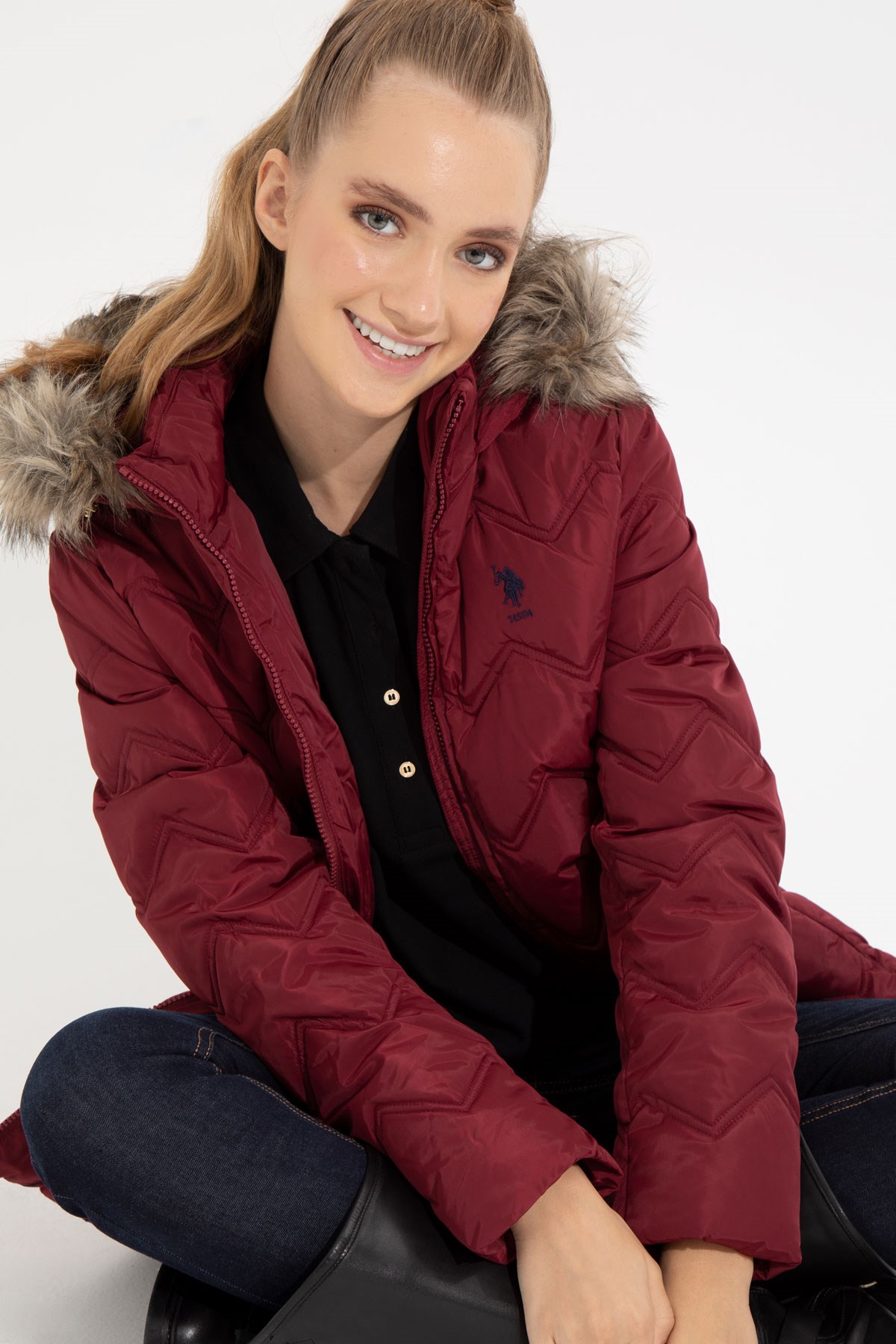 U.S. Polo Assn. Kadın Mont 50252503-VR223 Kırmızı