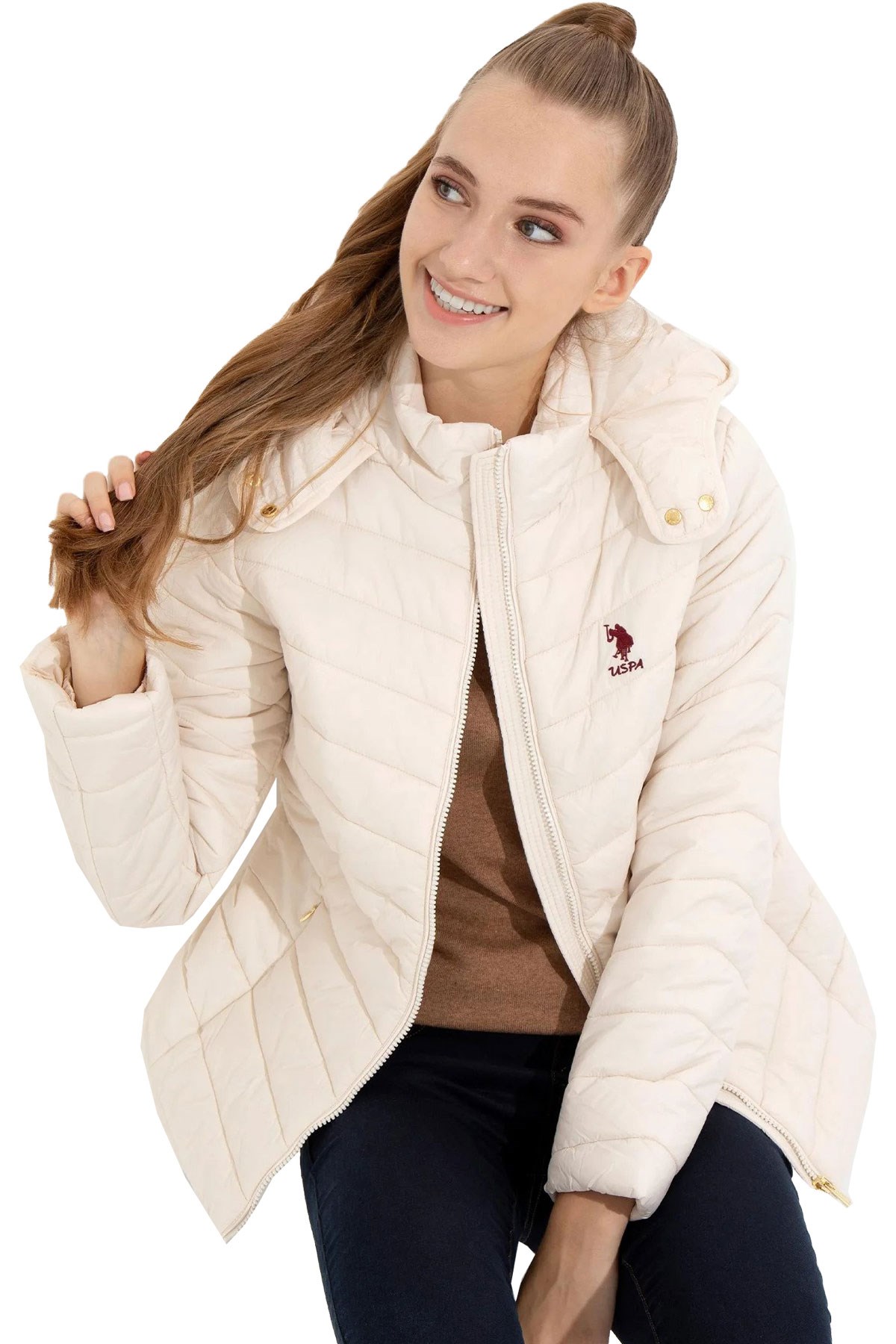 U.S. Polo Assn. Kadın Mont 50252551-VR019 Beyaz