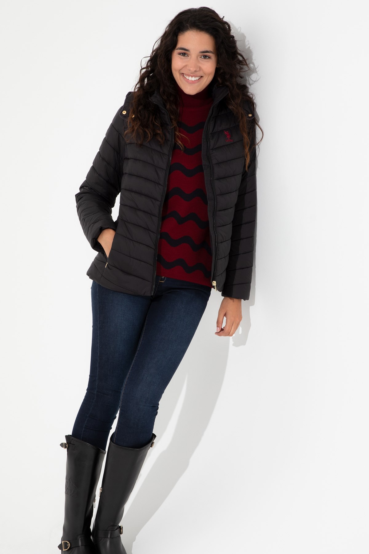 U.S. Polo Assn. Kadın Mont 50252551-VR046 Siyah