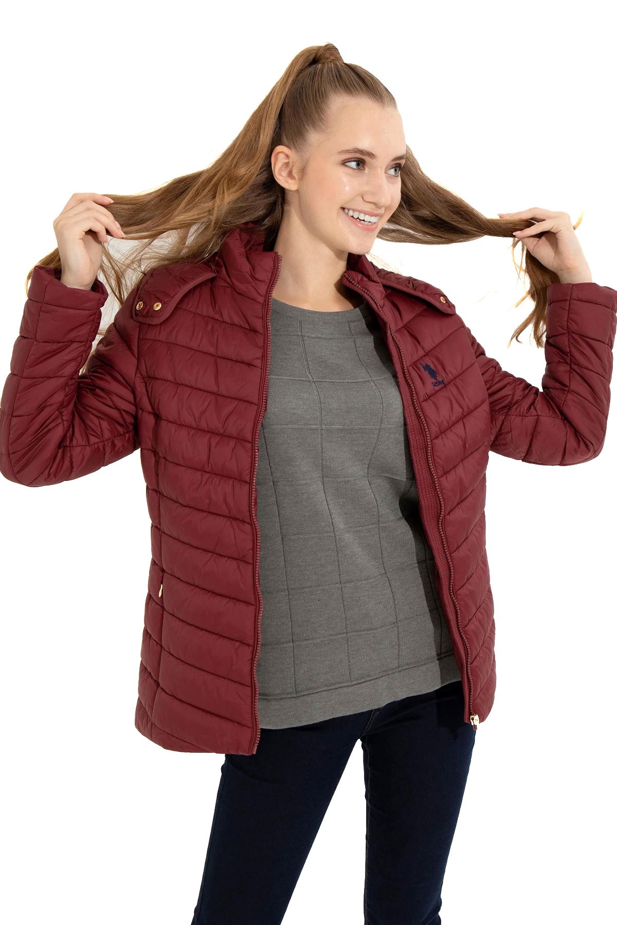 U.S. Polo Assn. Kadın Mont 50252551-VR223 Kırmızı