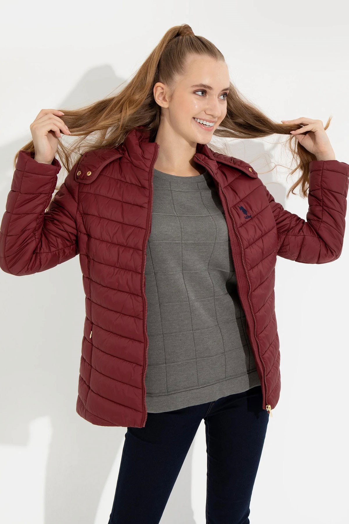 U.S. Polo Assn. Kadın Mont 50252551-VR223 Kırmızı