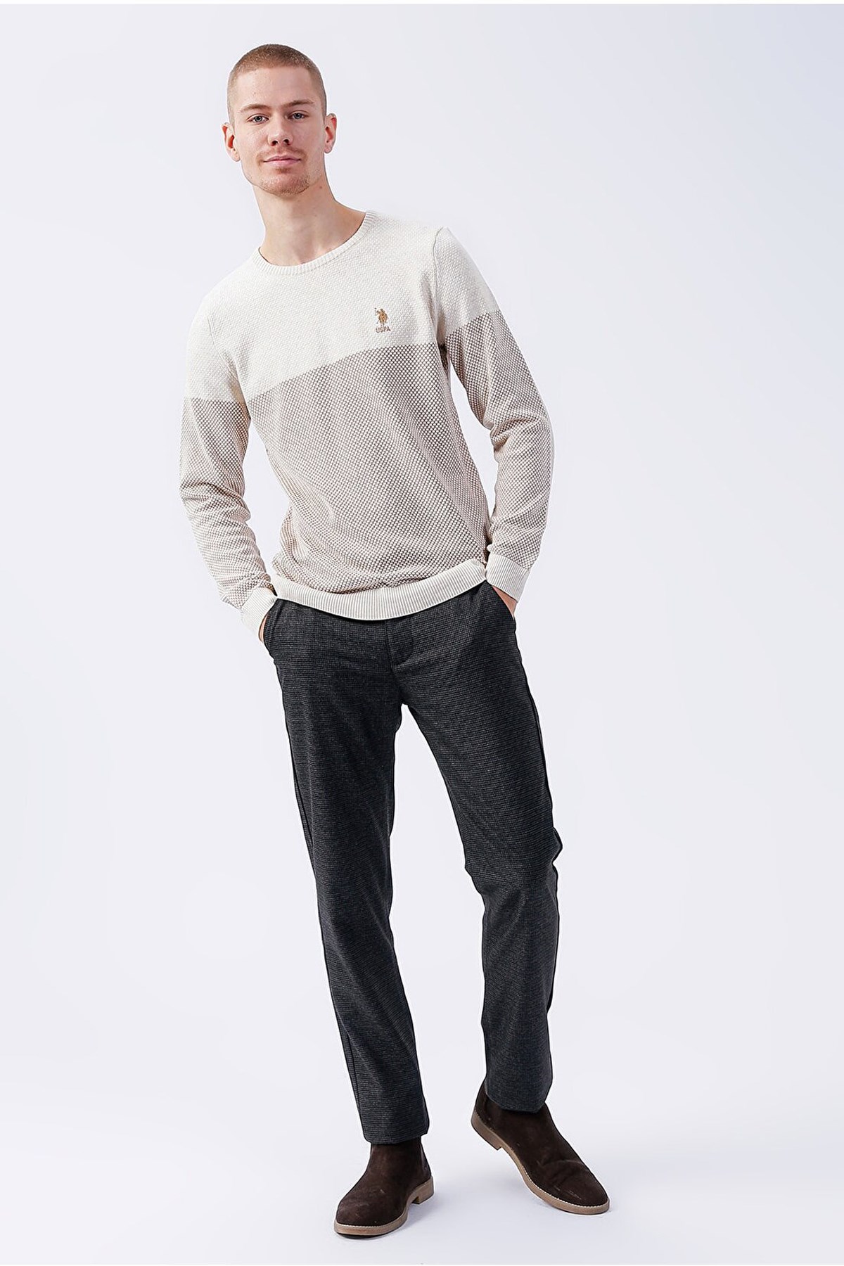 U.S. Polo Assn. Erkek Kazak 50253262-VR071 Beyaz