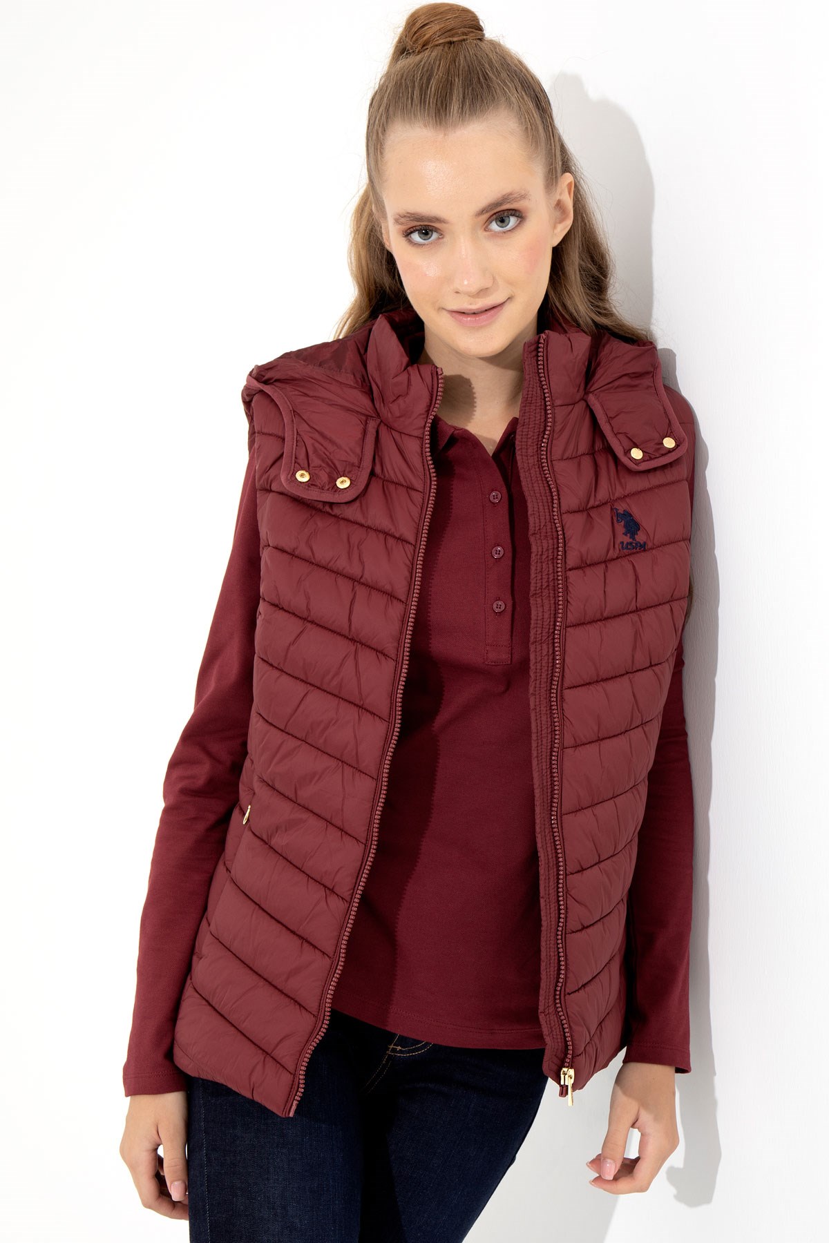 U.S. Polo Assn. Kadın Yelek 50254415-KR022 Kırmızı
