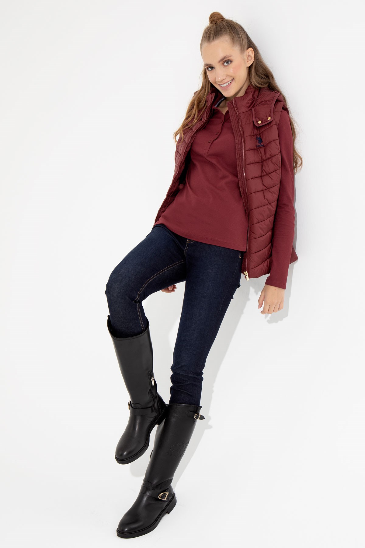 U.S. Polo Assn. Kadın Yelek 50254415-KR022 Kırmızı