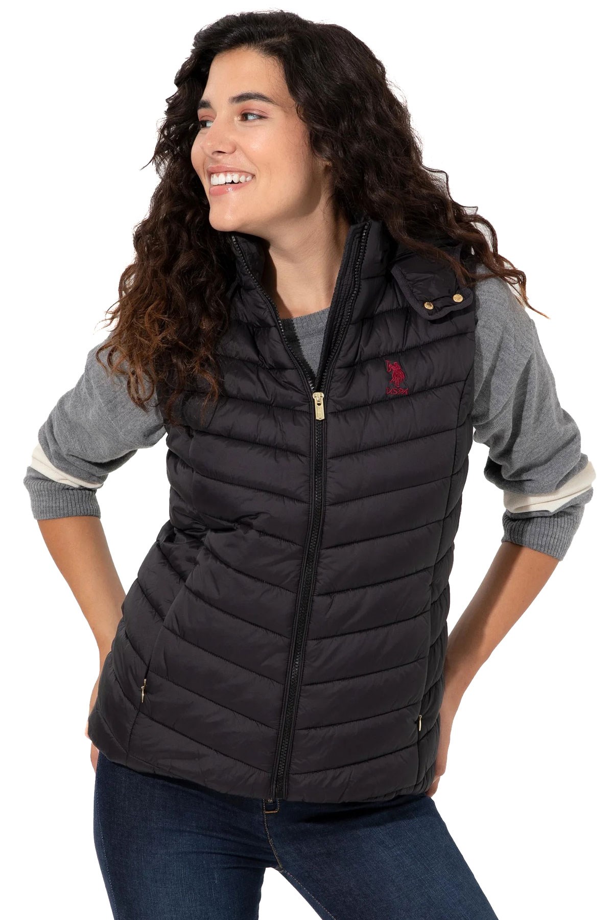 U.S. Polo Assn. Kadın Yelek 50254415-VR046 Siyah