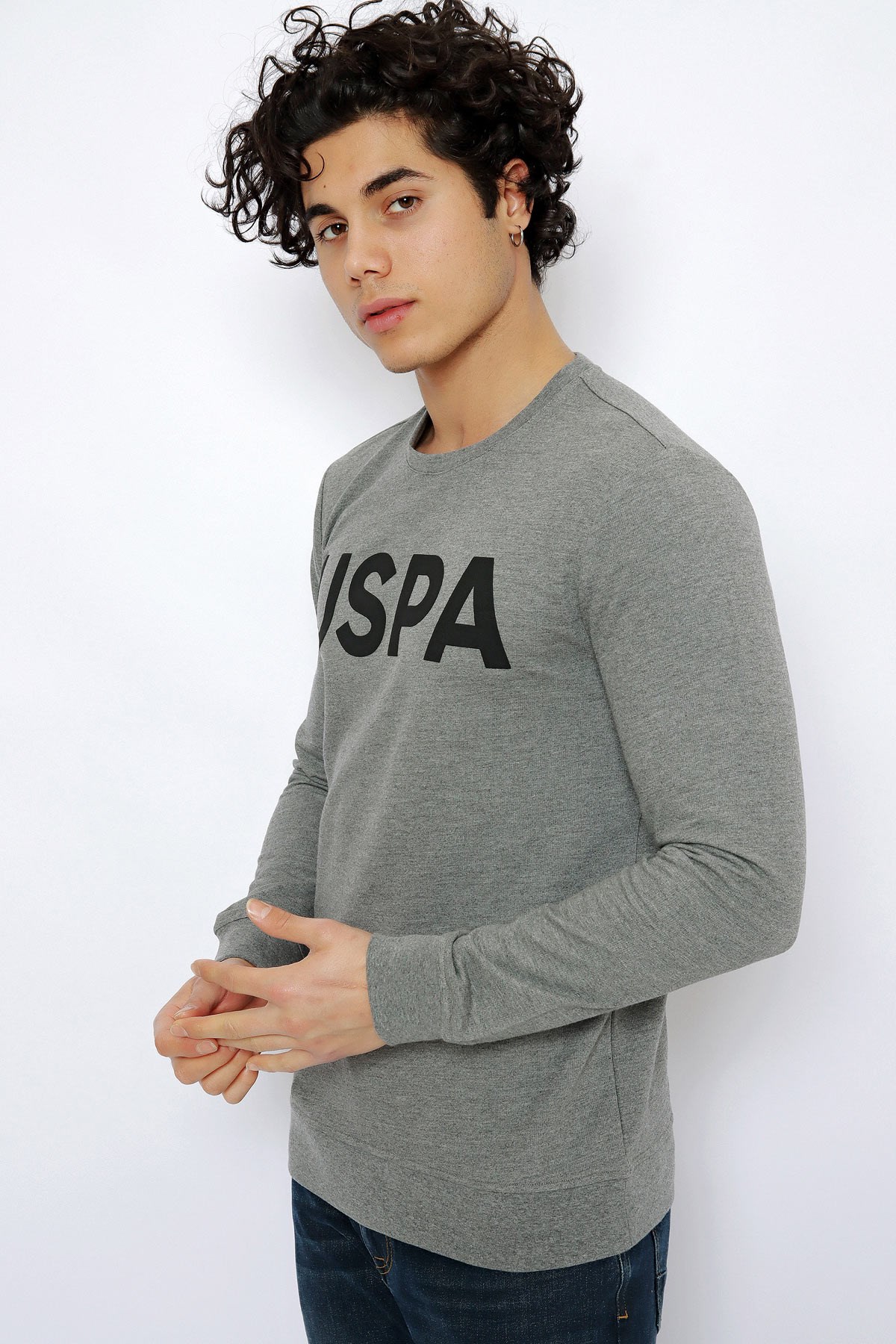 U.S. Polo Assn. Erkek Sweatshirt 50254504-VR081 Gri