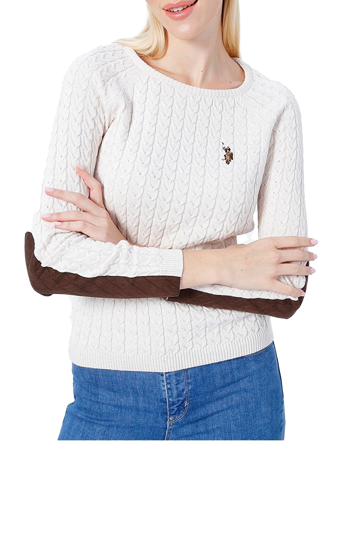 U.S. Polo Assn. Kadın Triko Kazak 50255659-VR159 Beyaz