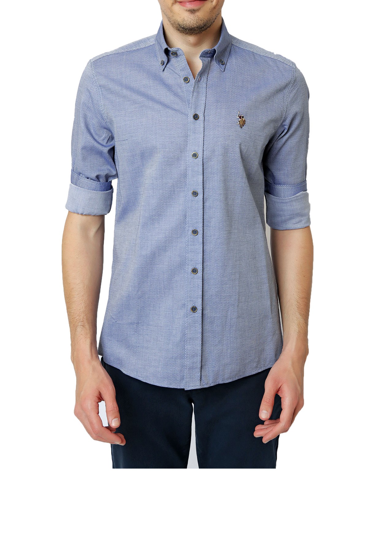 U.S. Polo Assn. Erkek Gömlek 50256733-VR003 Mavi