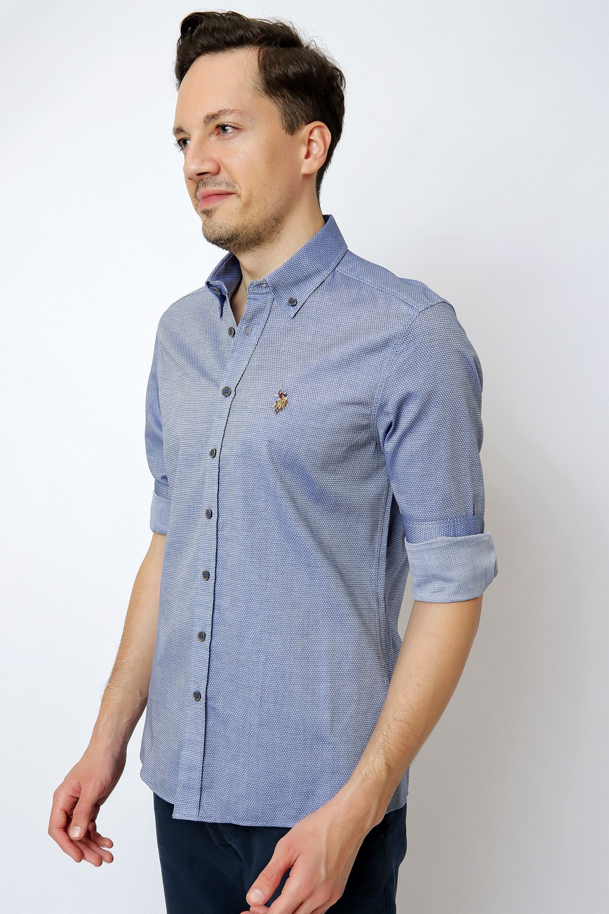 U.S. Polo Assn. Erkek Gömlek 50256733-VR003 Mavi