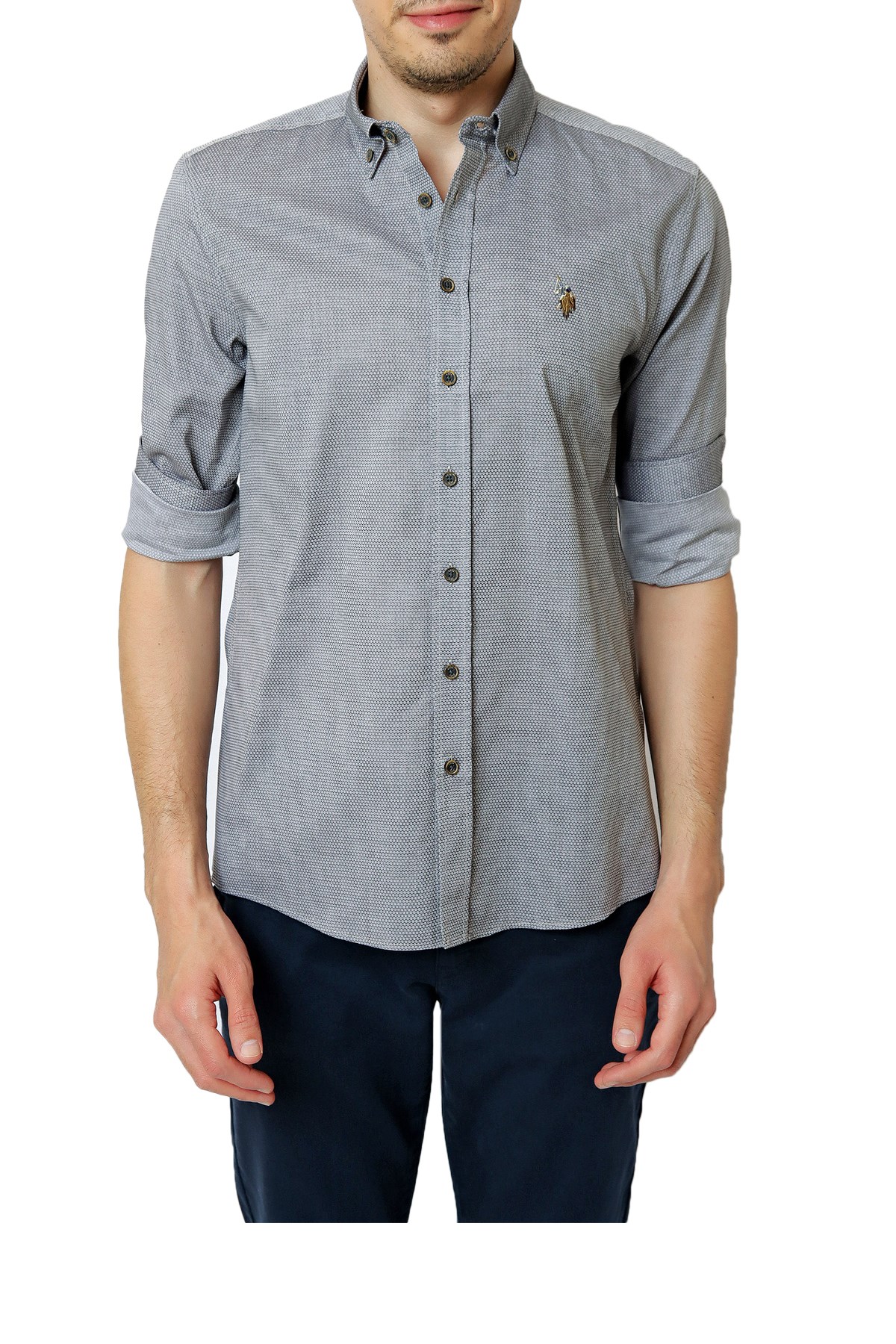 U.S. Polo Assn. Erkek Gömlek 50256733-VR006 Gri