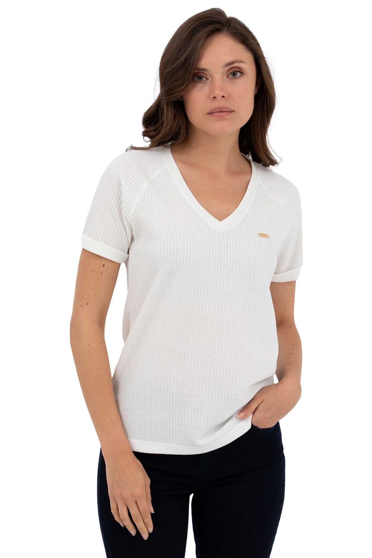 U.S. Polo Assn. Kadın Tişört 50262532-VR019 Ekru