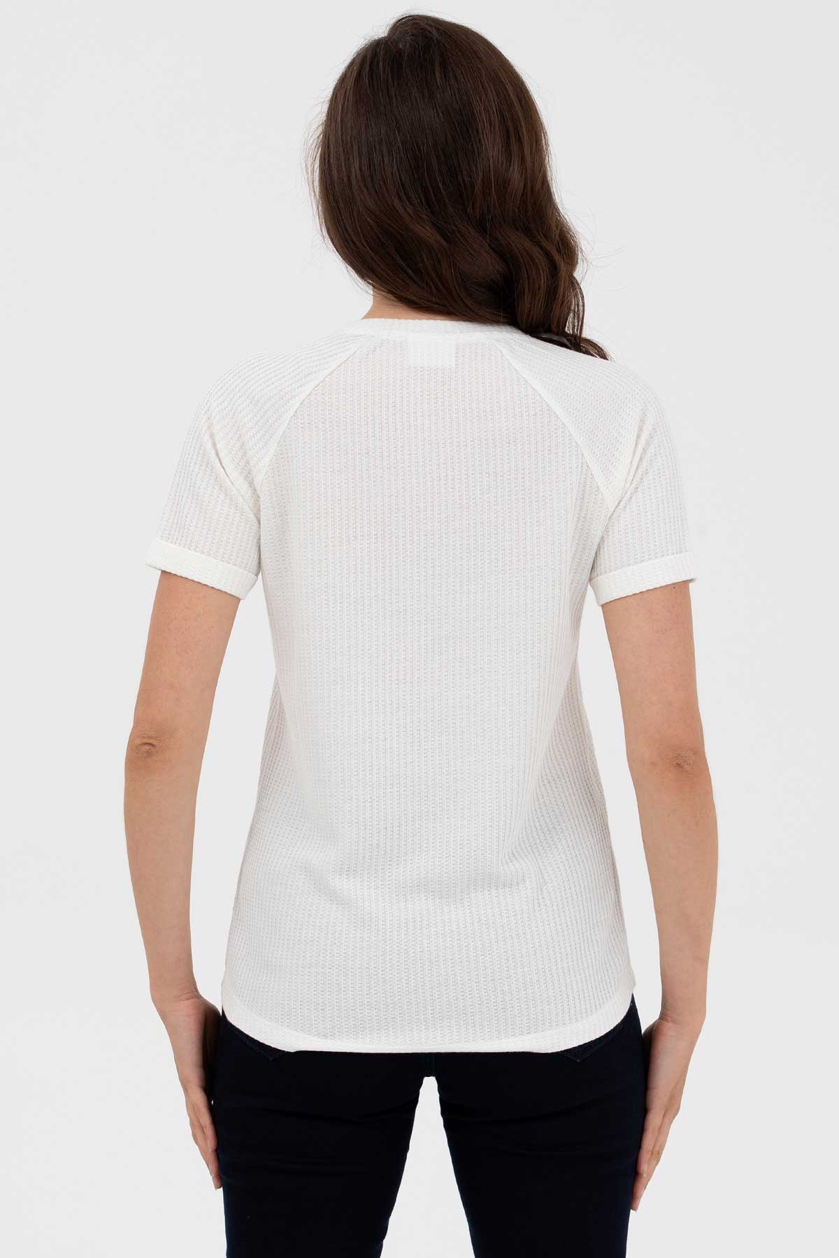 U.S. Polo Assn. Kadın Tişört 50262532-VR019 Ekru