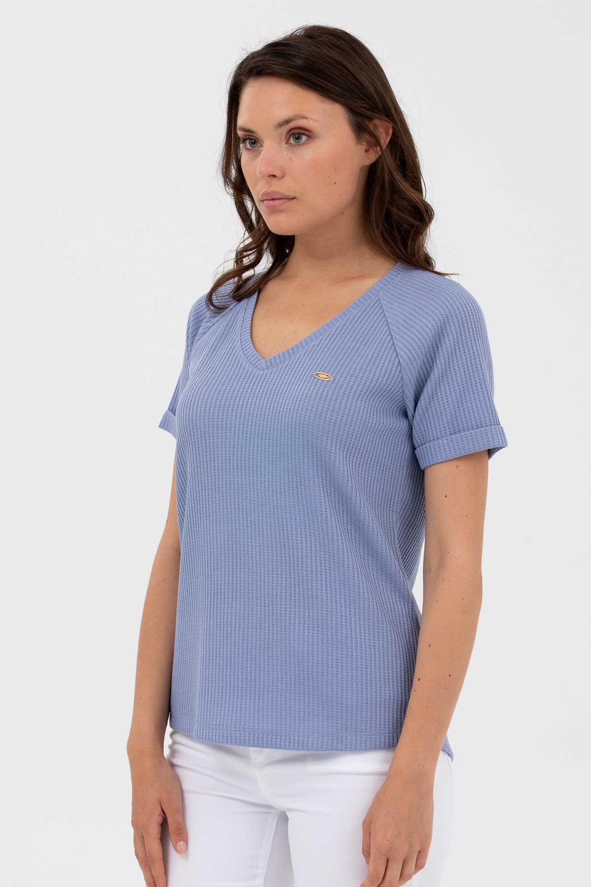 U.S. Polo Assn. Kadın Tişört 50262532-VR036 Mavi