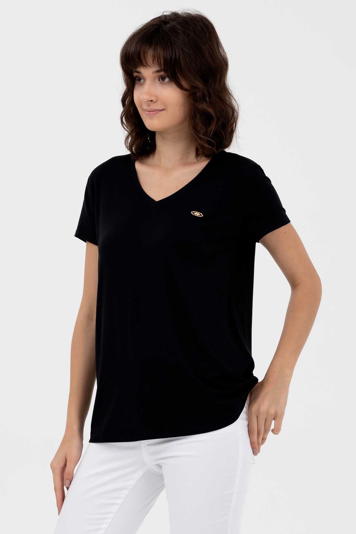 U.S. Polo Assn. Kadın Tişört 50262610-VR046 Siyah