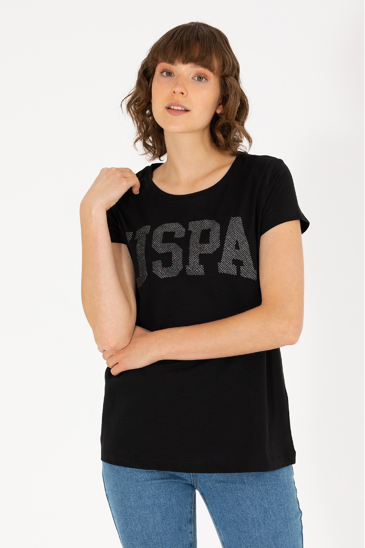 U.S. Polo Assn. Kadın Tişört 50262670-VR046 Siyah