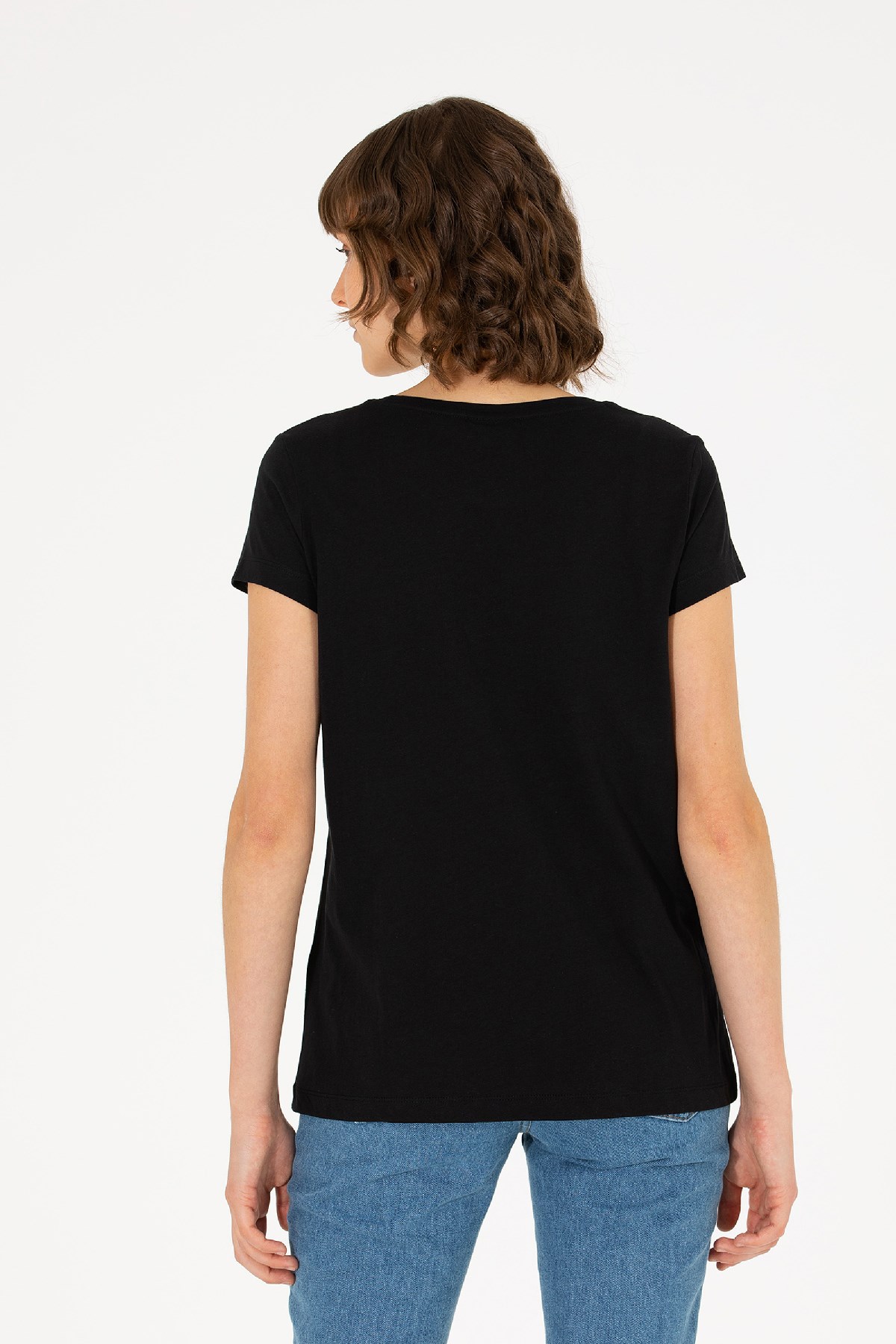 U.S. Polo Assn. Kadın Tişört 50262670-VR046 Siyah