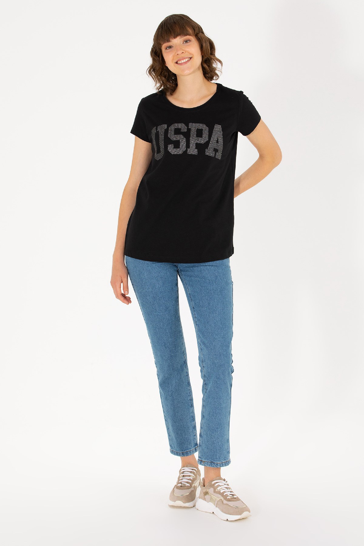 U.S. Polo Assn. Kadın Tişört 50262670-VR046 Siyah