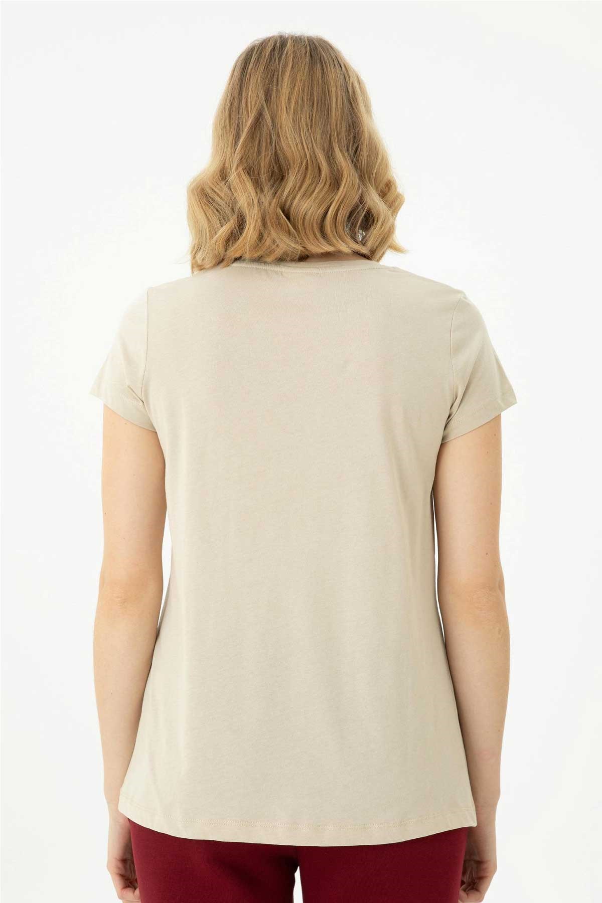 U.S. Polo Assn. Kadın Tişört 50262670-VR049 Bej