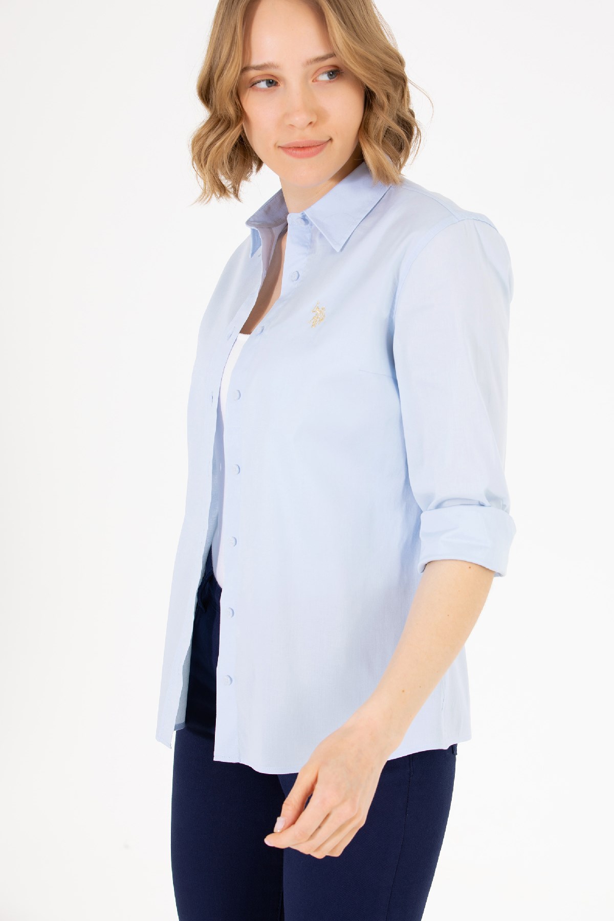 U.S. Polo Assn. Kadın Gömlek 50262946-VR003 Mavi