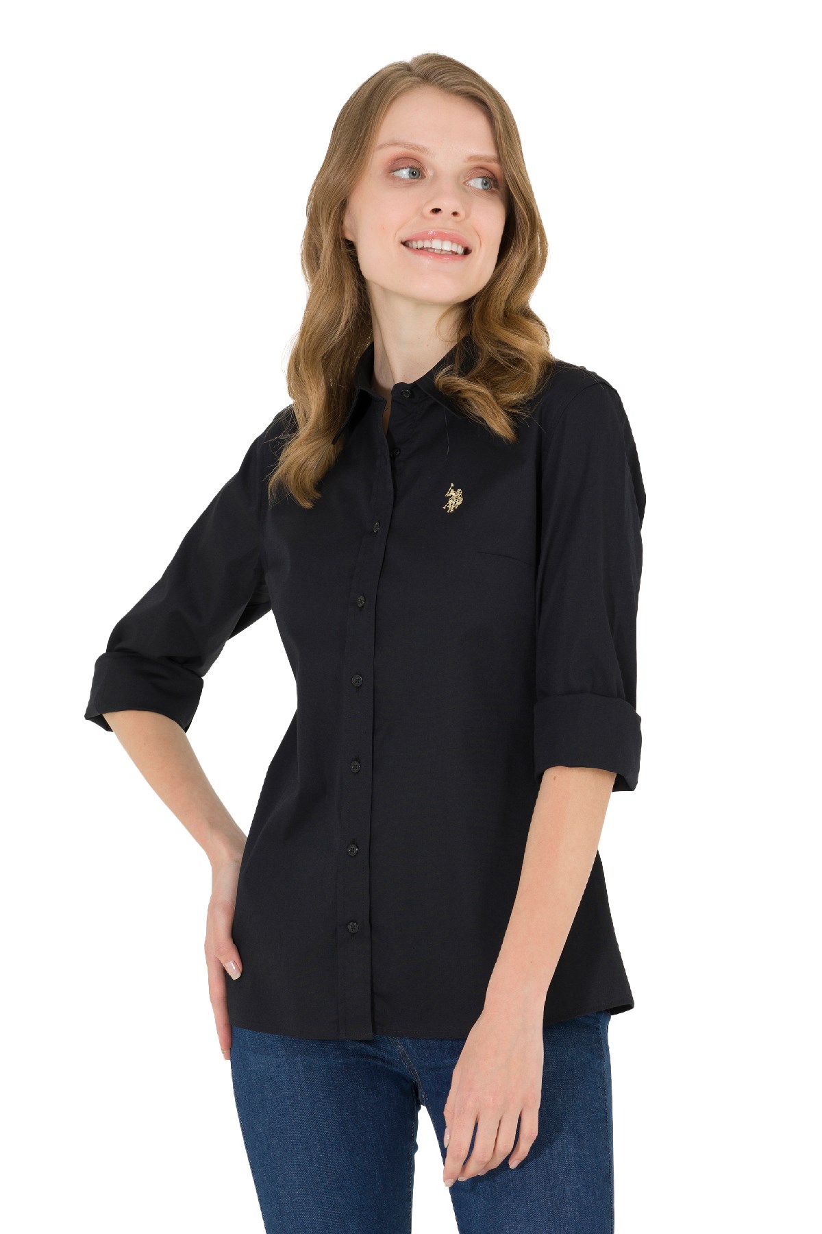 U.S. Polo Assn. Kadın Gömlek 50262946-VR046 Siyah