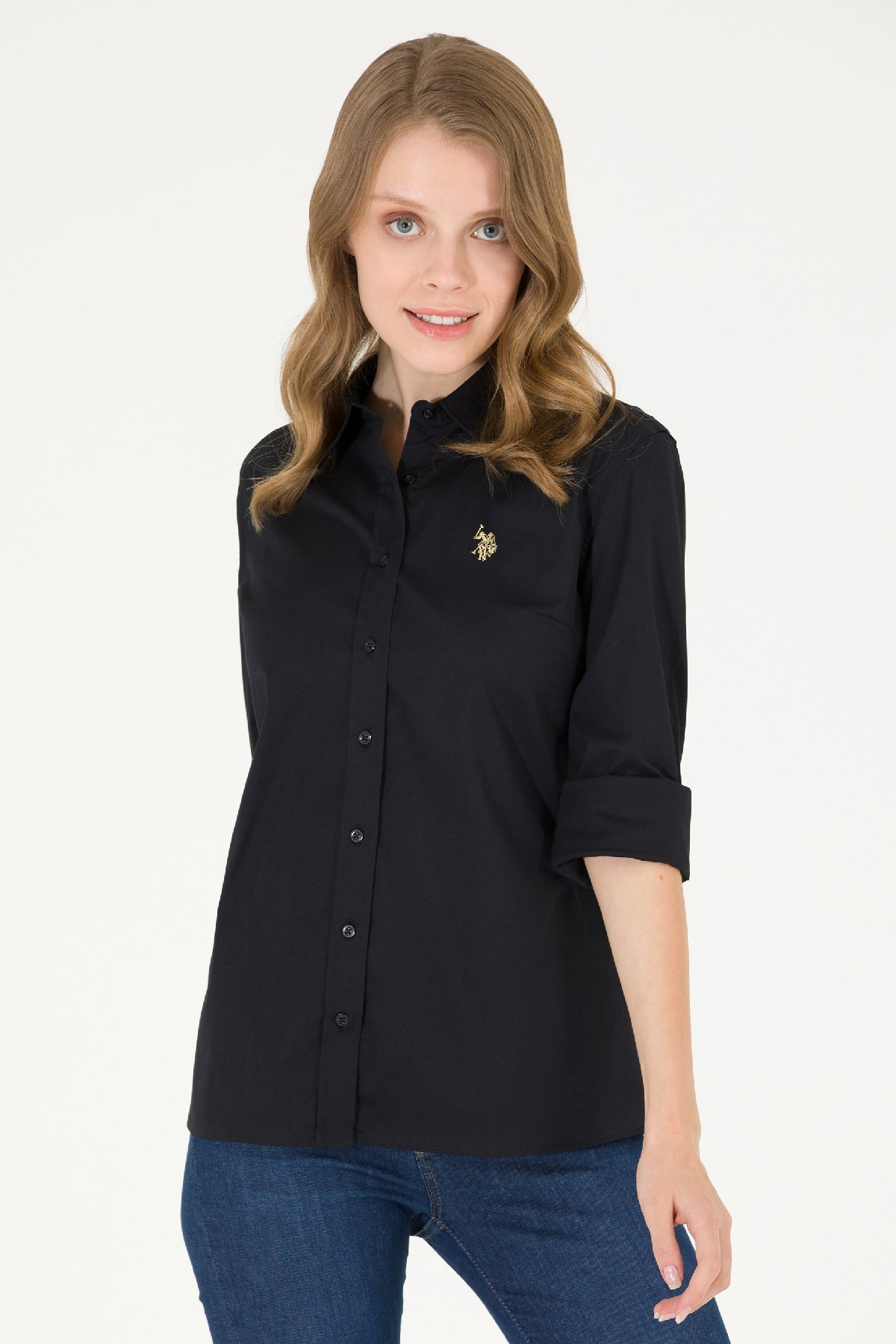 U.S. Polo Assn. Kadın Gömlek 50262946-VR046 Siyah