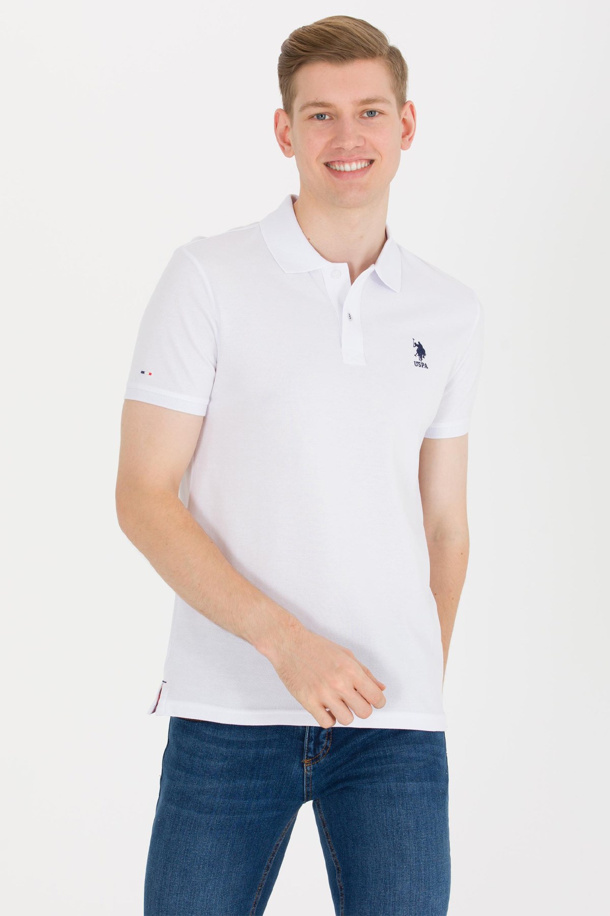 Us. Polo Assn. Erkek Polo Tişört 50263238-VR013 Beyaz