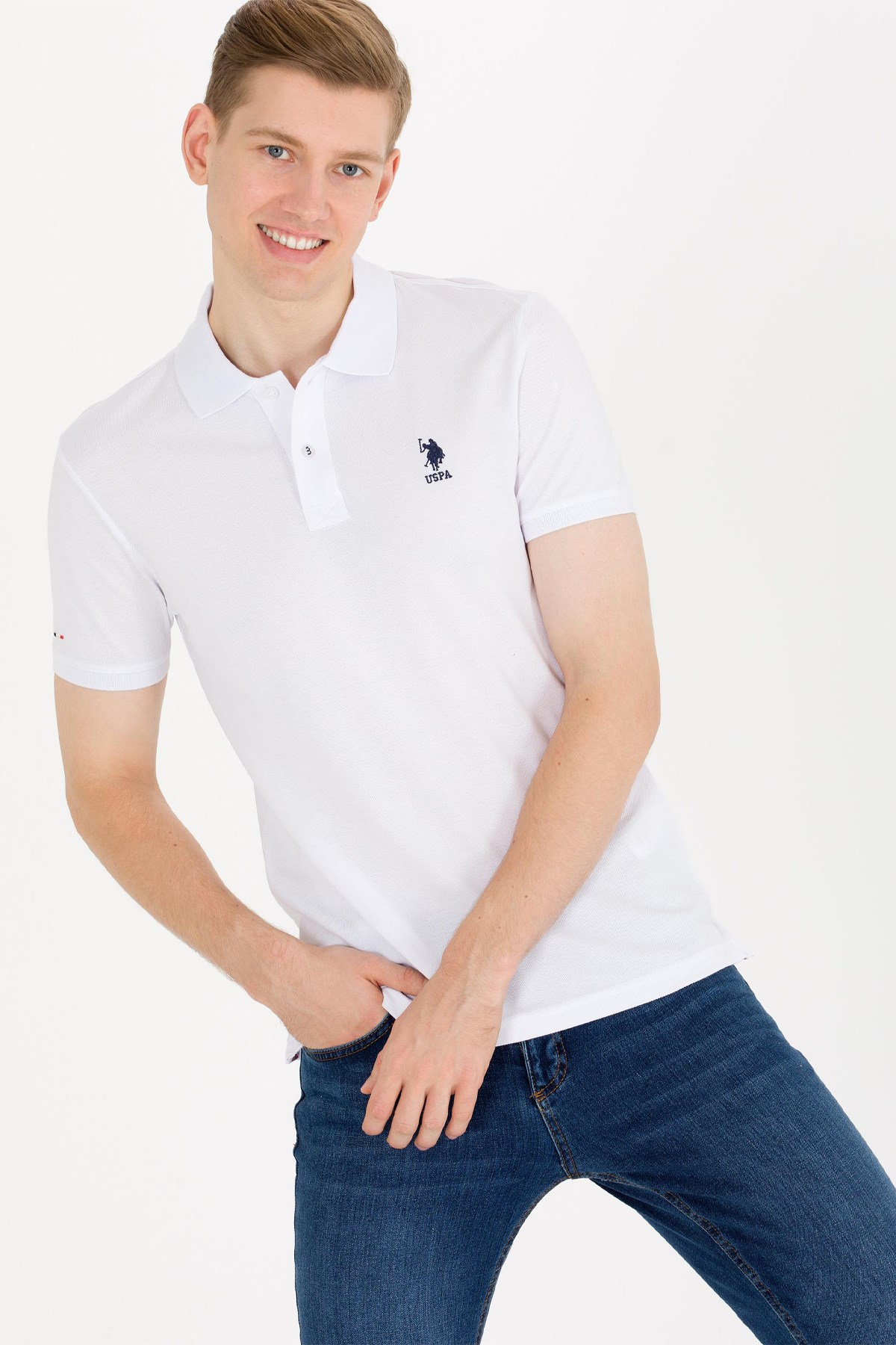 Us. Polo Assn. Erkek Polo Tişört 50263238-VR013 Beyaz