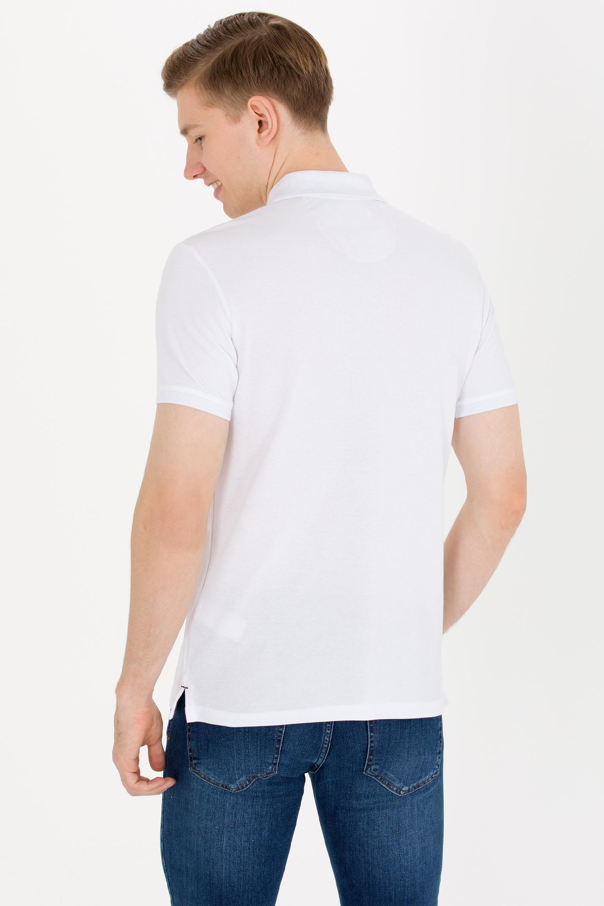 Us. Polo Assn. Erkek Polo Tişört 50263238-VR013 Beyaz