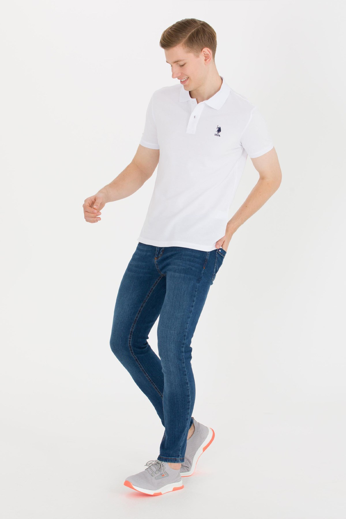 Us. Polo Assn. Erkek Polo Tişört 50263238-VR013 Beyaz