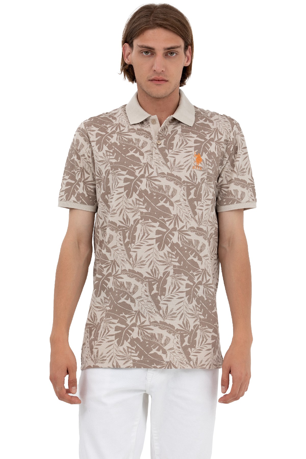 U.S. Polo Assn. Erkek Tişört 50263270-VR049 Bej