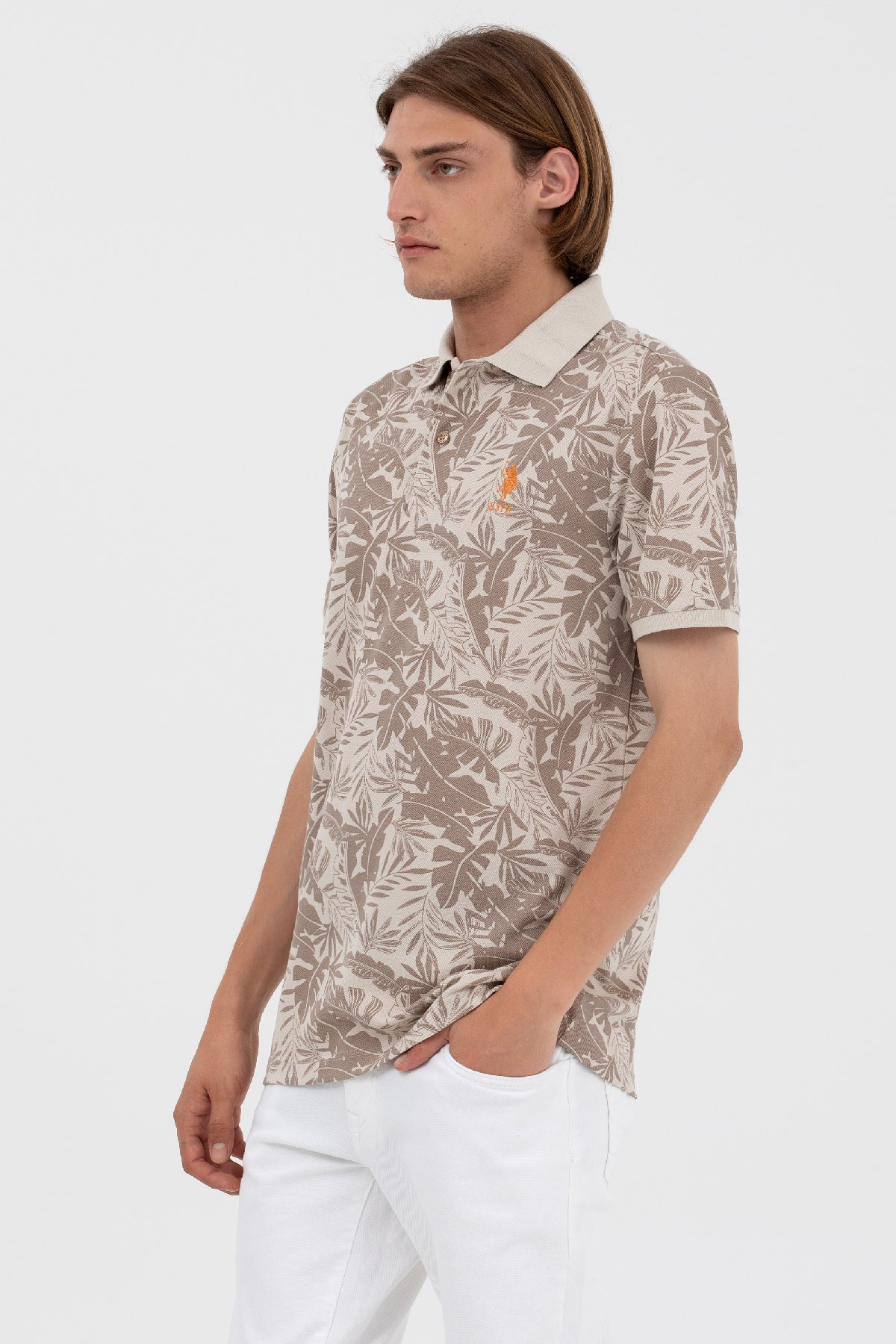 U.S. Polo Assn. Erkek Tişört 50263270-VR049 Bej