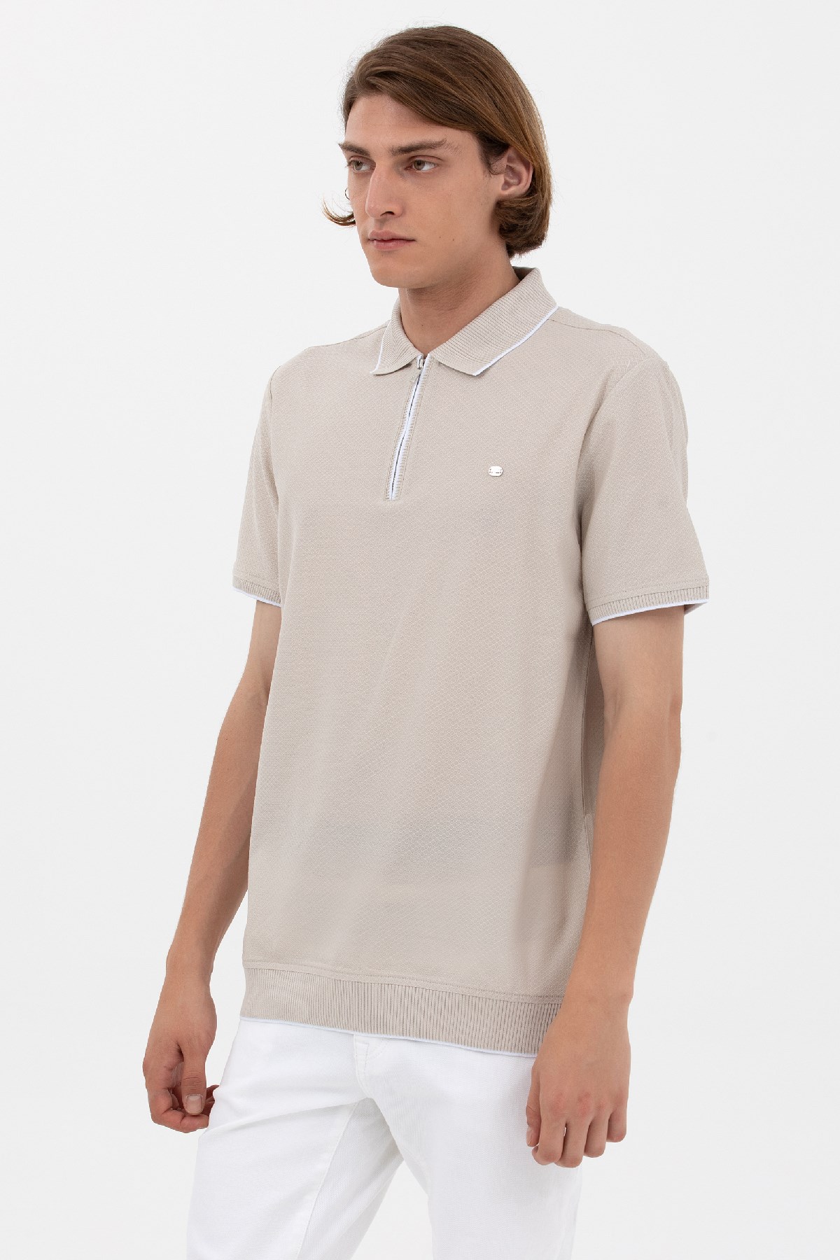 U.S. Polo Assn. Erkek Tişört 50263356-VR049 Bej