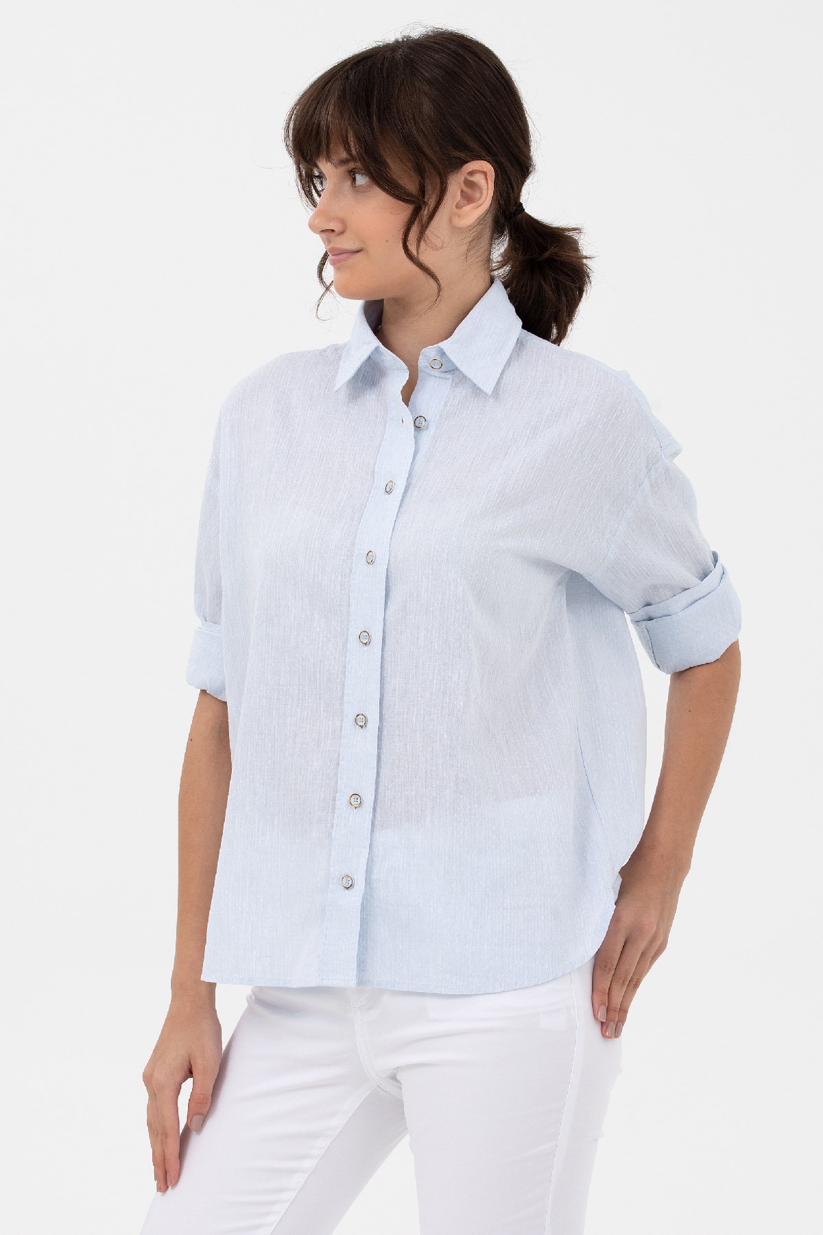 U.S. Polo Assn. Kadın Gömlek 50263362-VR003 Mavi