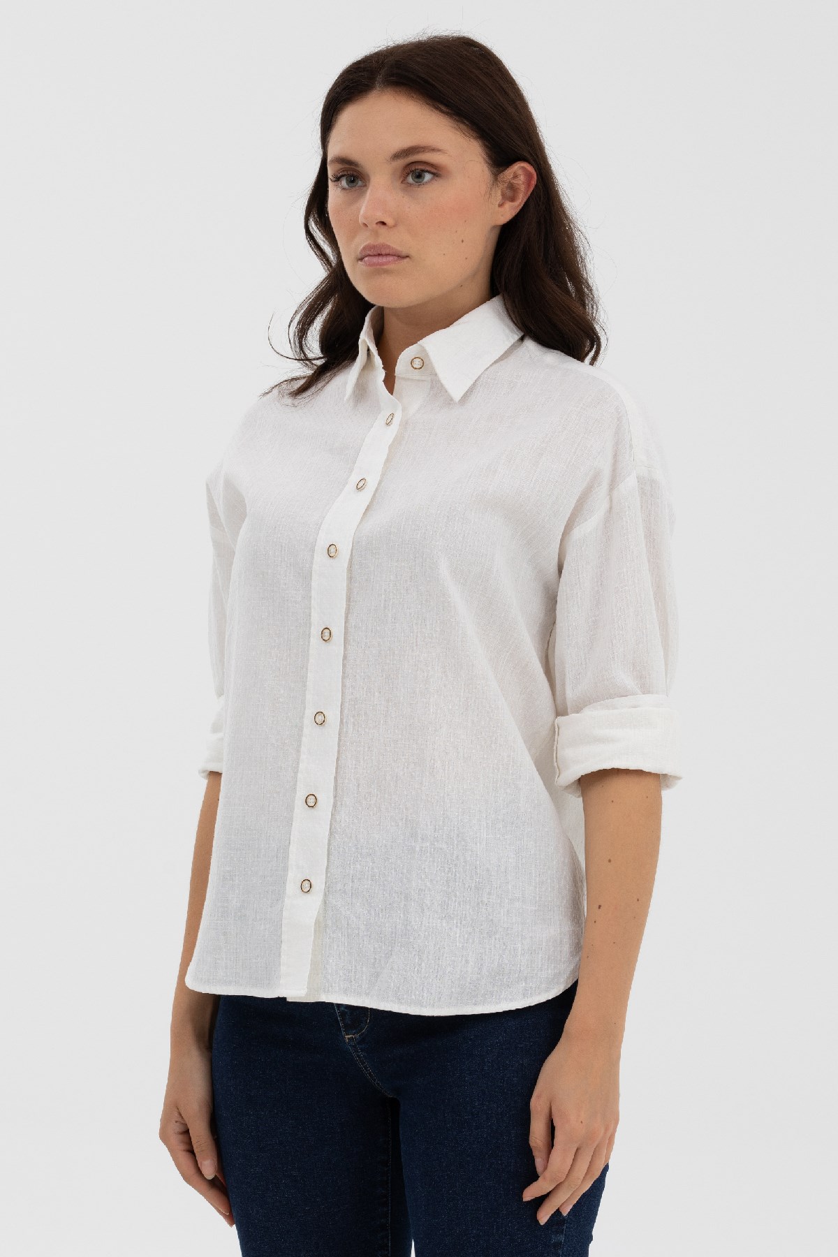 U.S. Polo Assn. Kadın Gömlek 50263362-VR019 Ekru