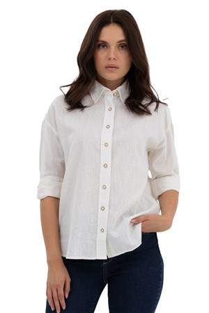 U.S. Polo Assn. Kadın Gömlek 50263362-VR019 Ekru