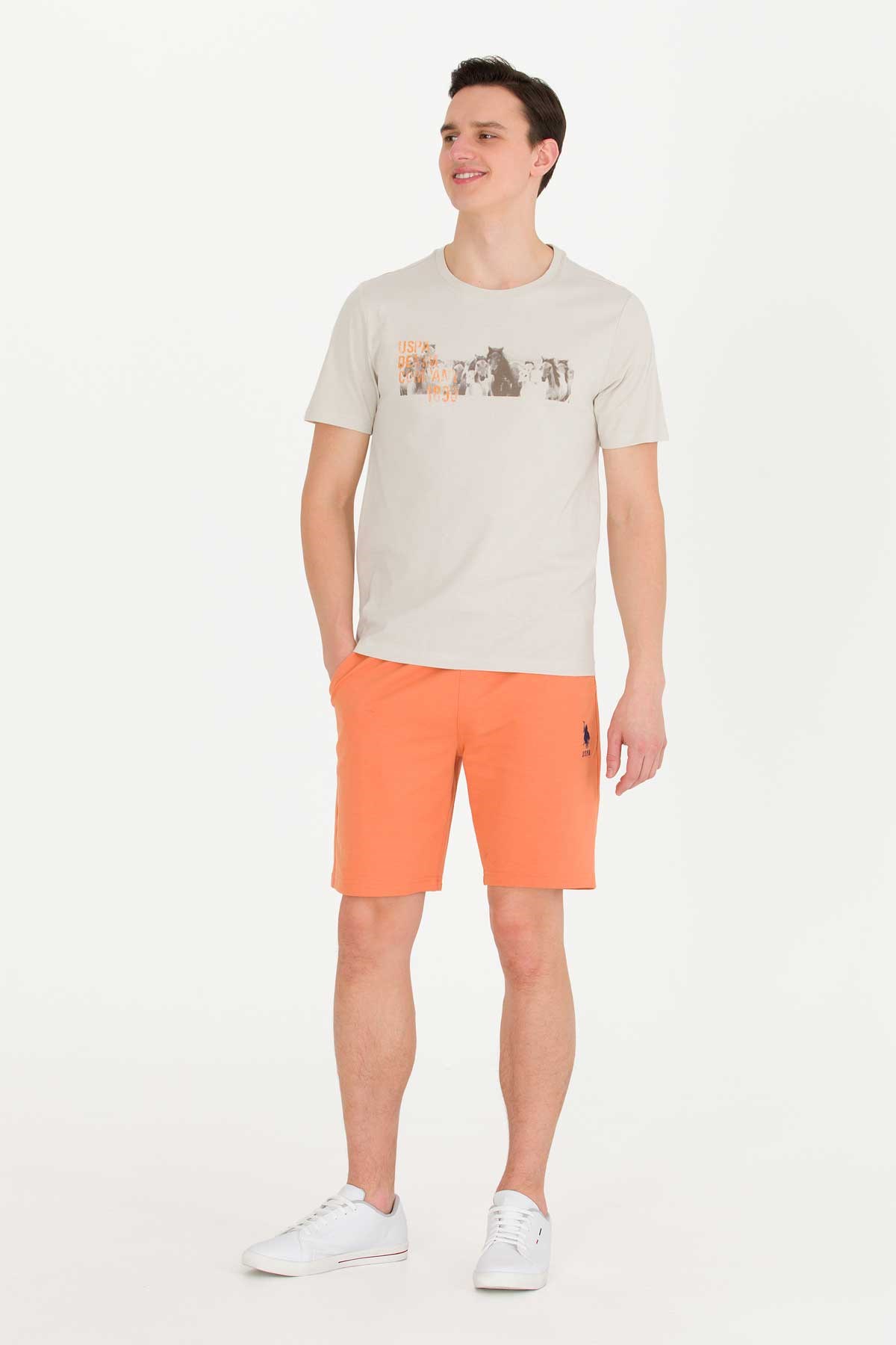 U.S. Polo Assn. Erkek Tişört 50263365-VR049 Bej