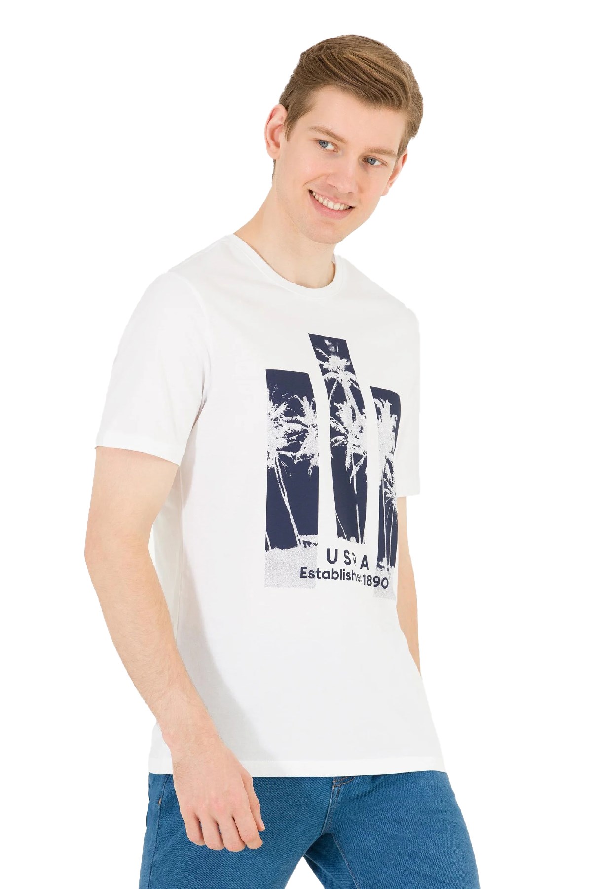 U.S. Polo Assn. Erkek Tişört 50263397-VR013 Beyaz