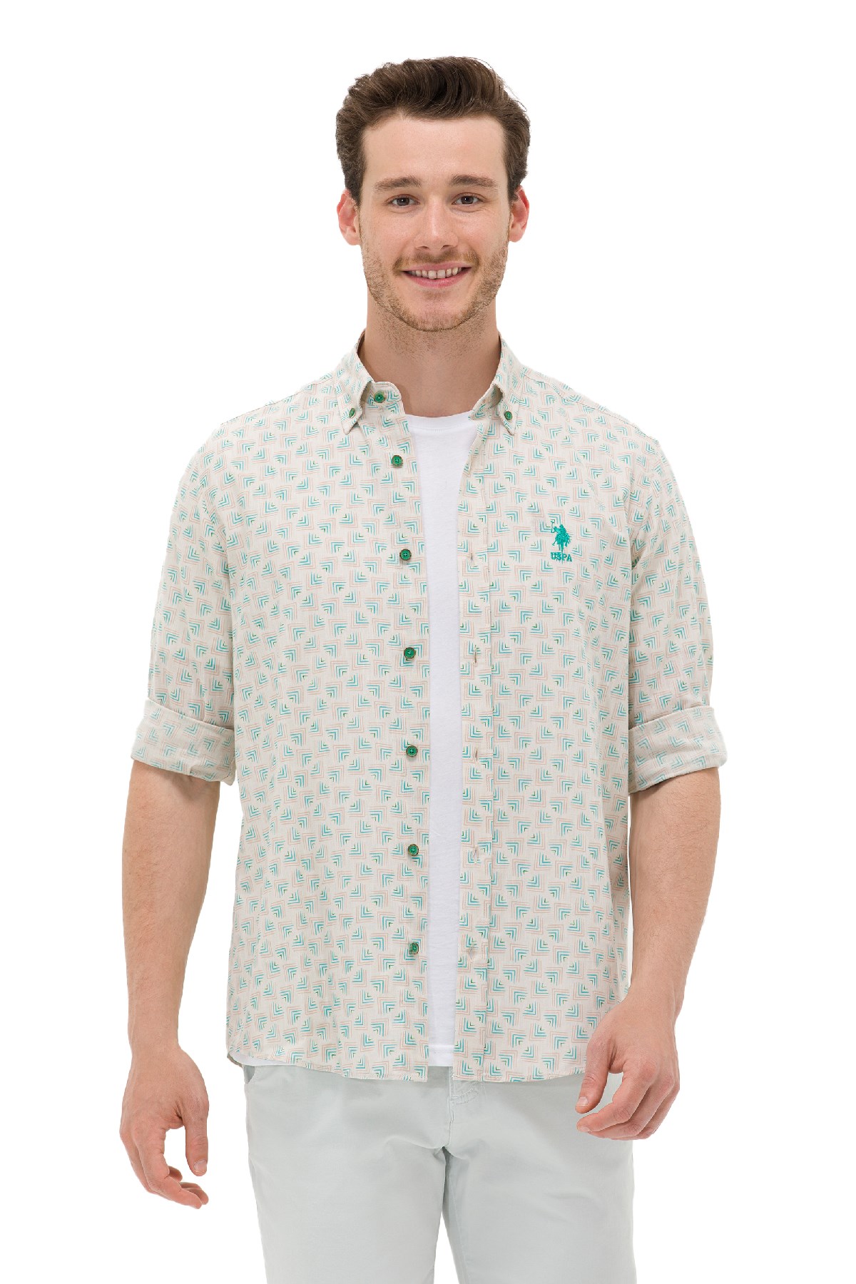 U.S. Polo Assn. Erkek Gömlek 50263880-VR054 Yeşil