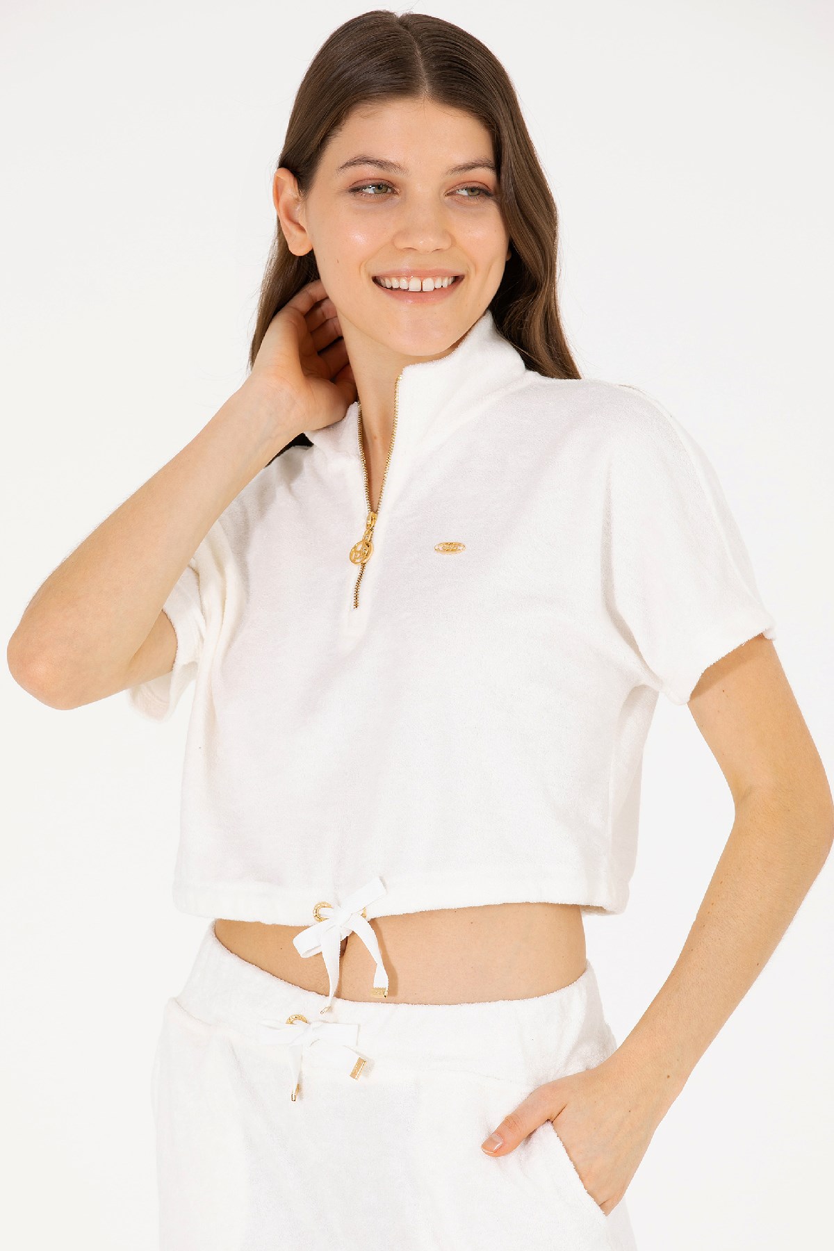 U.S. Polo Assn. Kadın Tişört 50263981-VR019 Ekru