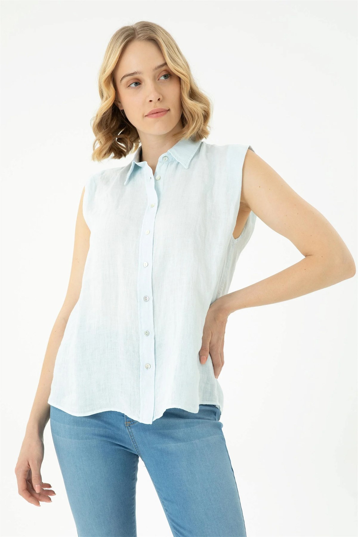 U.S. Polo Assn. Kadın Gömlek 50264506-VR003 Mavi