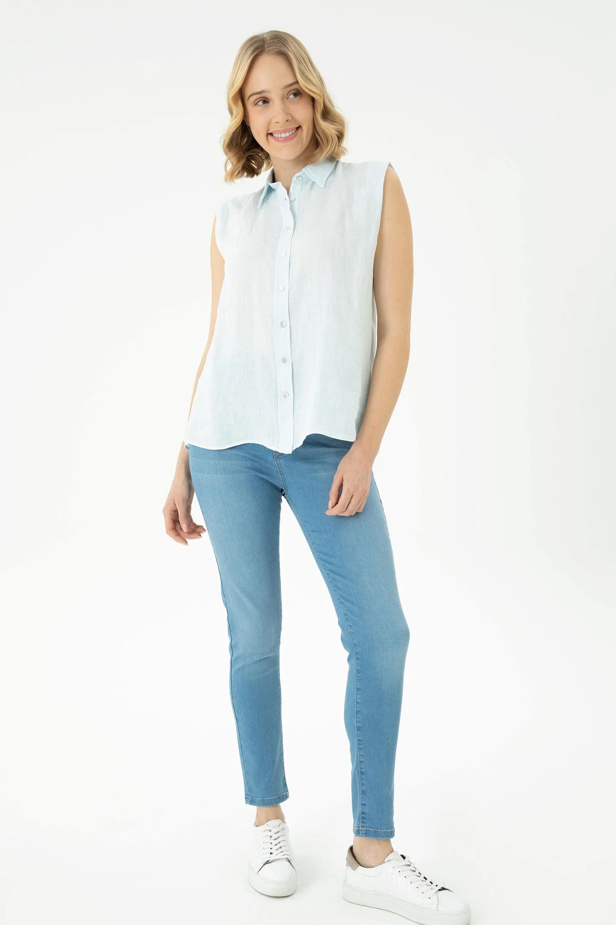 U.S. Polo Assn. Kadın Gömlek 50264506-VR003 Mavi