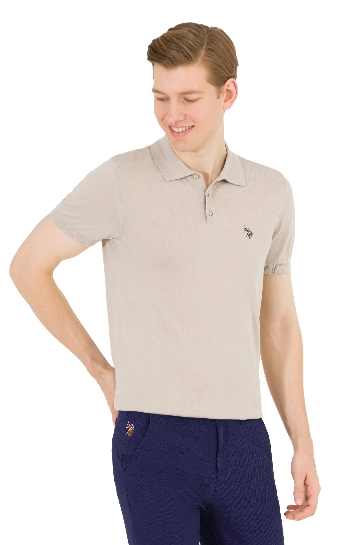 U.S. Polo Assn. Erkek Triko Kazak 50264628-VR049 Bej
