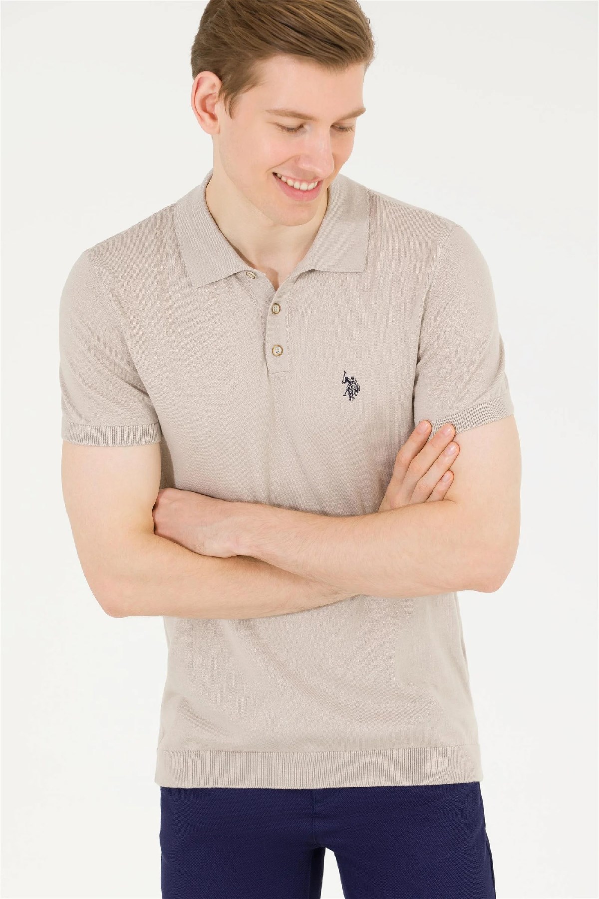 U.S. Polo Assn. Erkek Triko Kazak 50264628-VR049 Bej