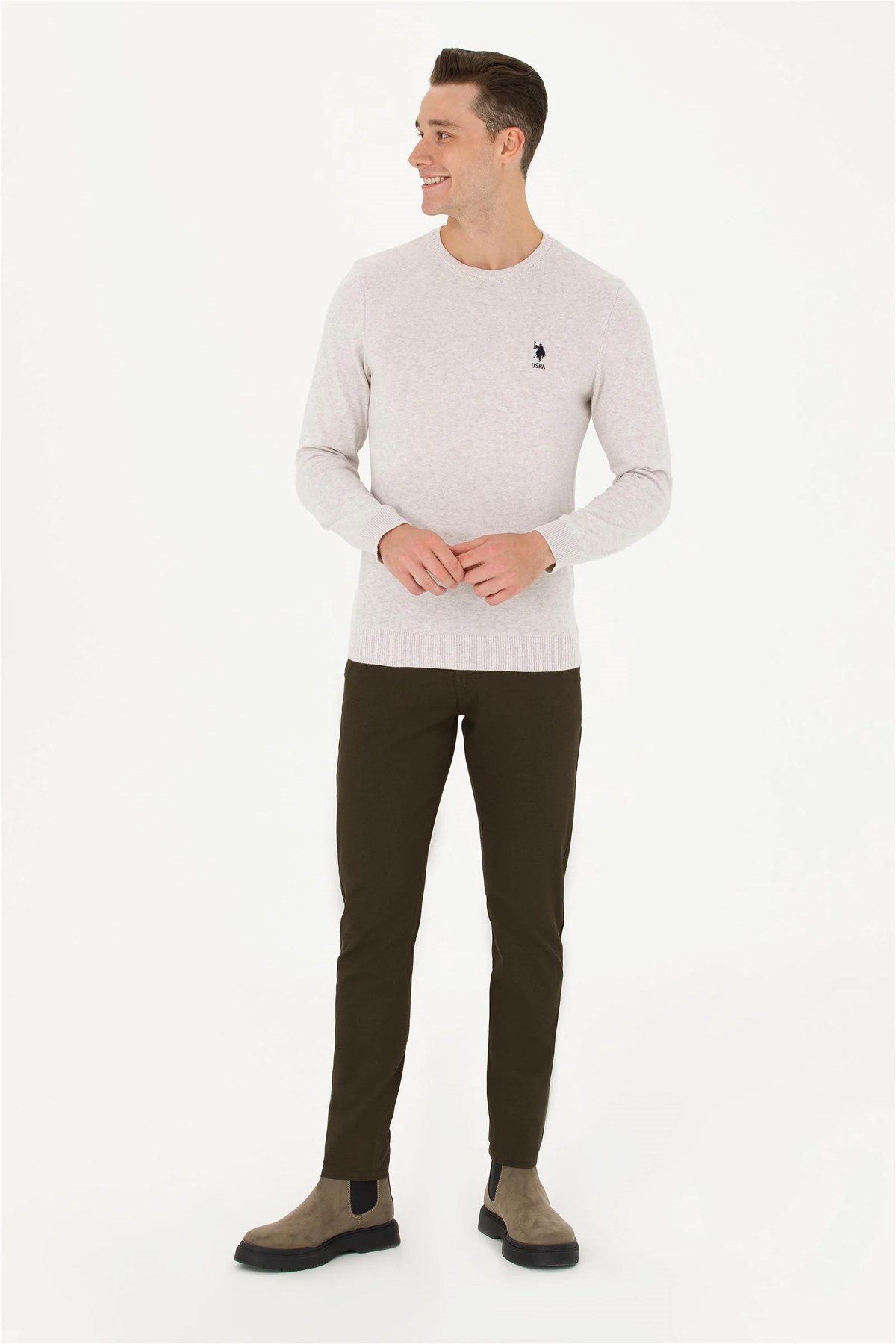 U.S. Polo Assn. Erkek Kazak 50269005-VR225 Ekru