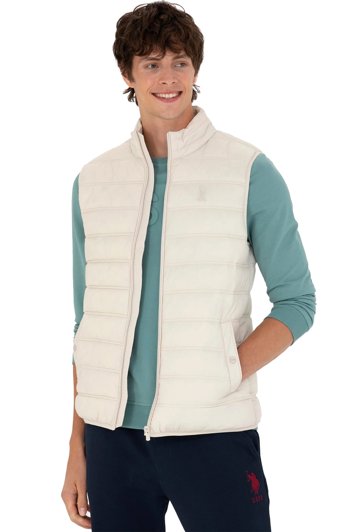 U.S. Polo Assn. Erkek Yelek 50269098-VR049 Ekru