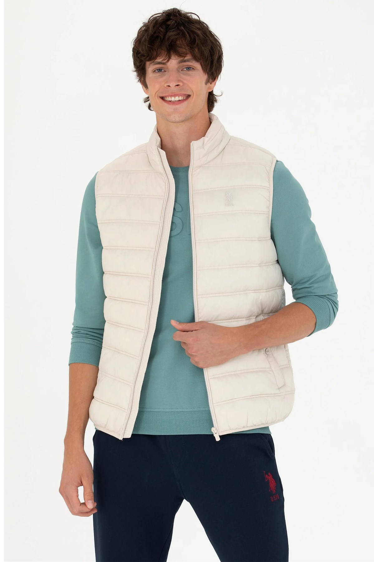 U.S. Polo Assn. Erkek Yelek 50269098-VR049 Ekru