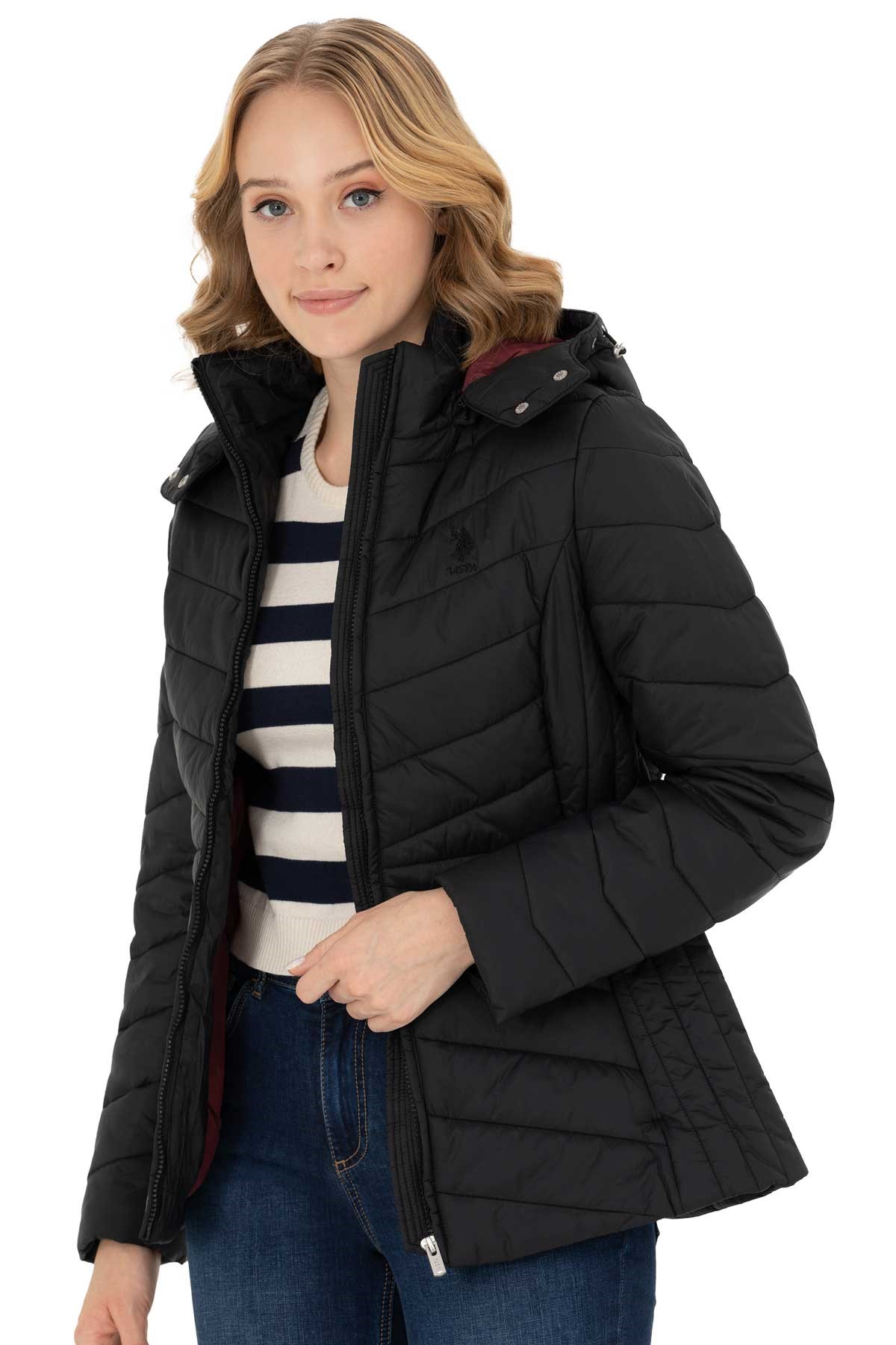 U.S. Polo Assn. Kadın Mont 50269102-VR046 Siyah